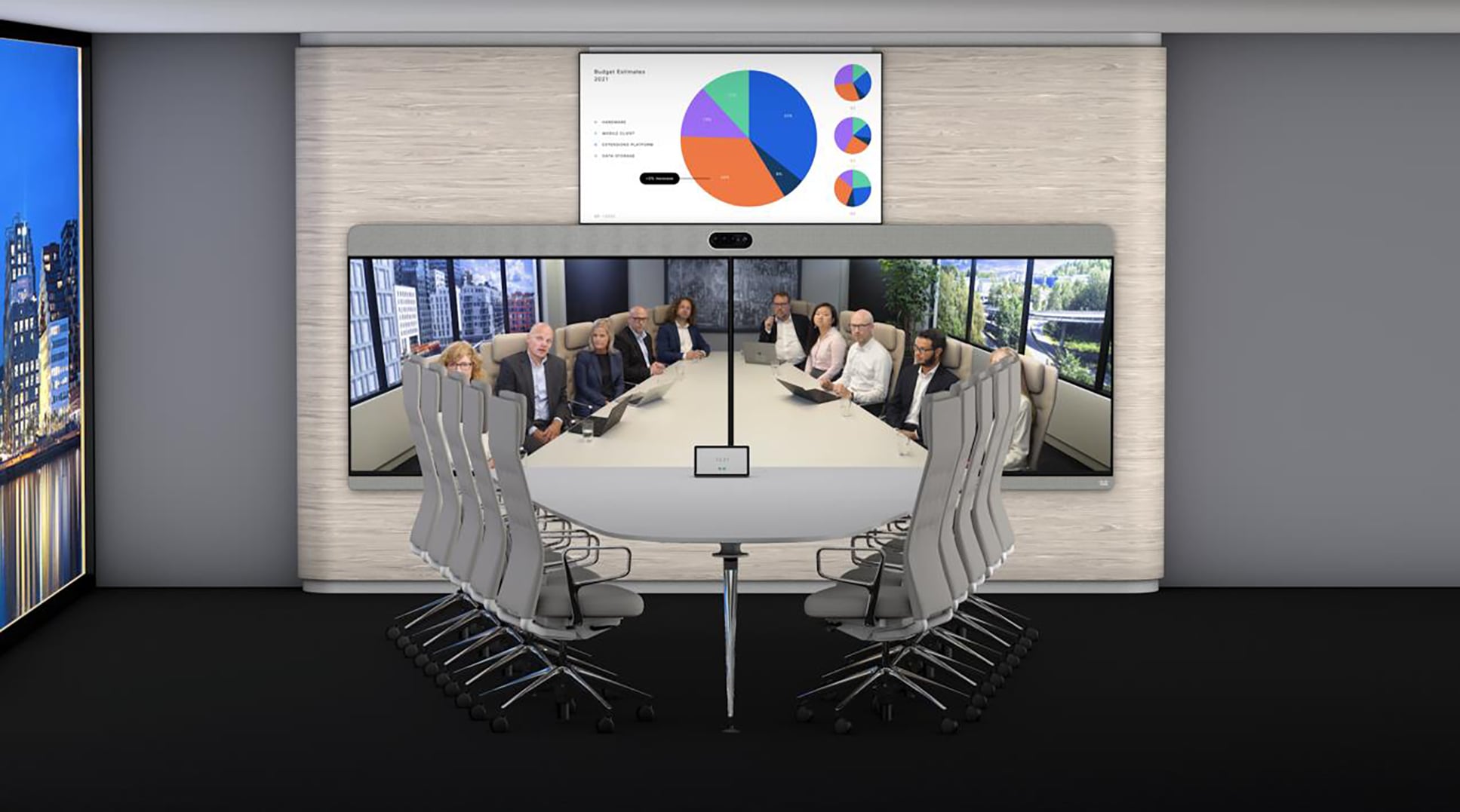 Point-to-point meeting in a large conference room