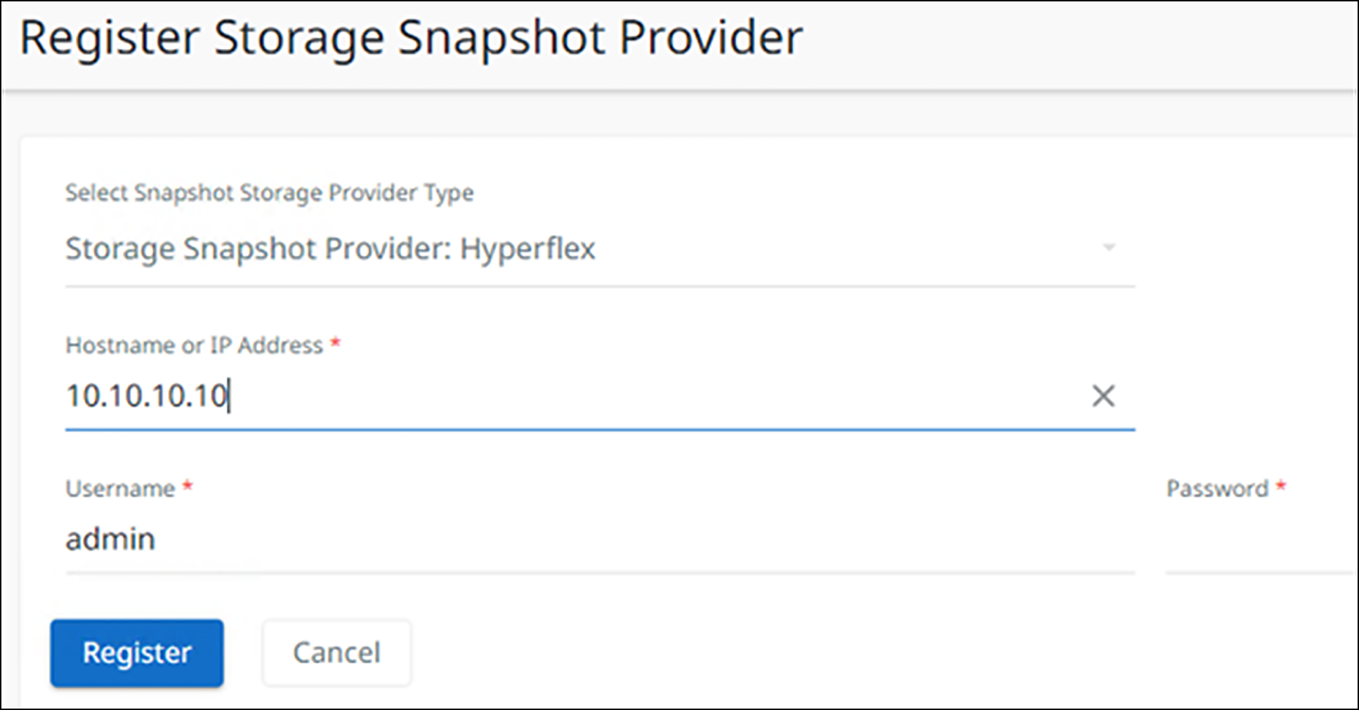 Registering a HyperFlex cluster as a source