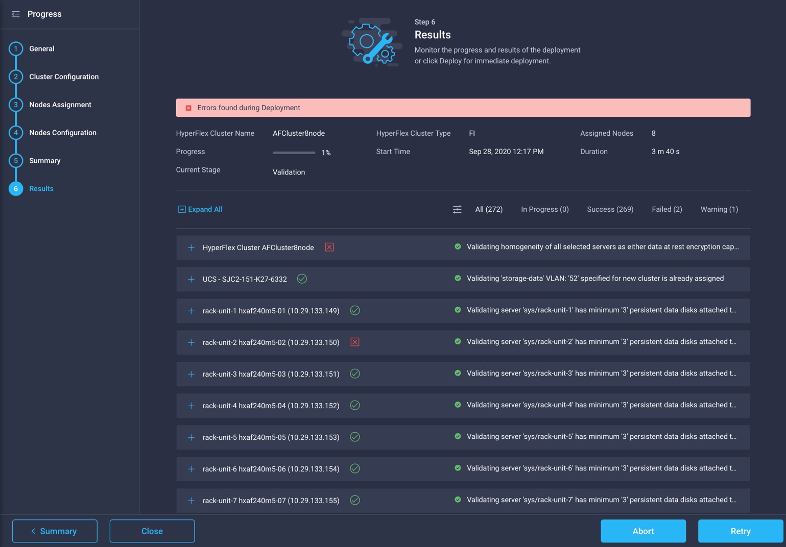 Cisco Intersight HyperFlex cluster error