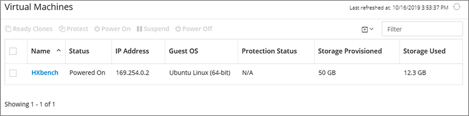 Virtual Machine information in HyperFlex Connect