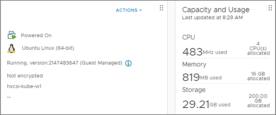 vCenter VM information with a thin provisioned disk