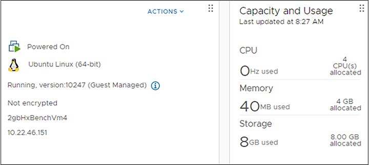 vCenter VM information with a thick provisioned disk