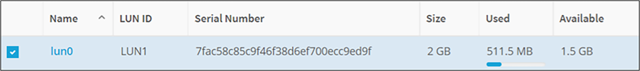 HyperFlex Connect LUN capacity information.