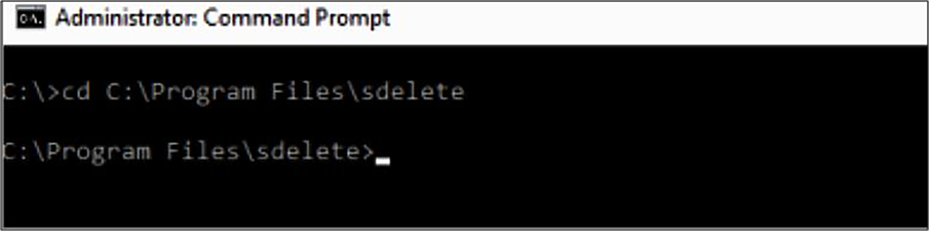 Navigate to the directory where you uncompressed the SDelete file