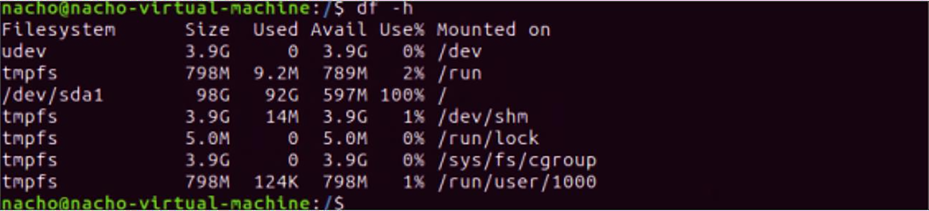 The new disk size after the dd command.