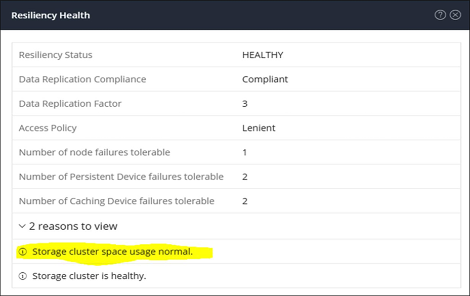 HyperFlex Connect Operational Resiliency Health details.