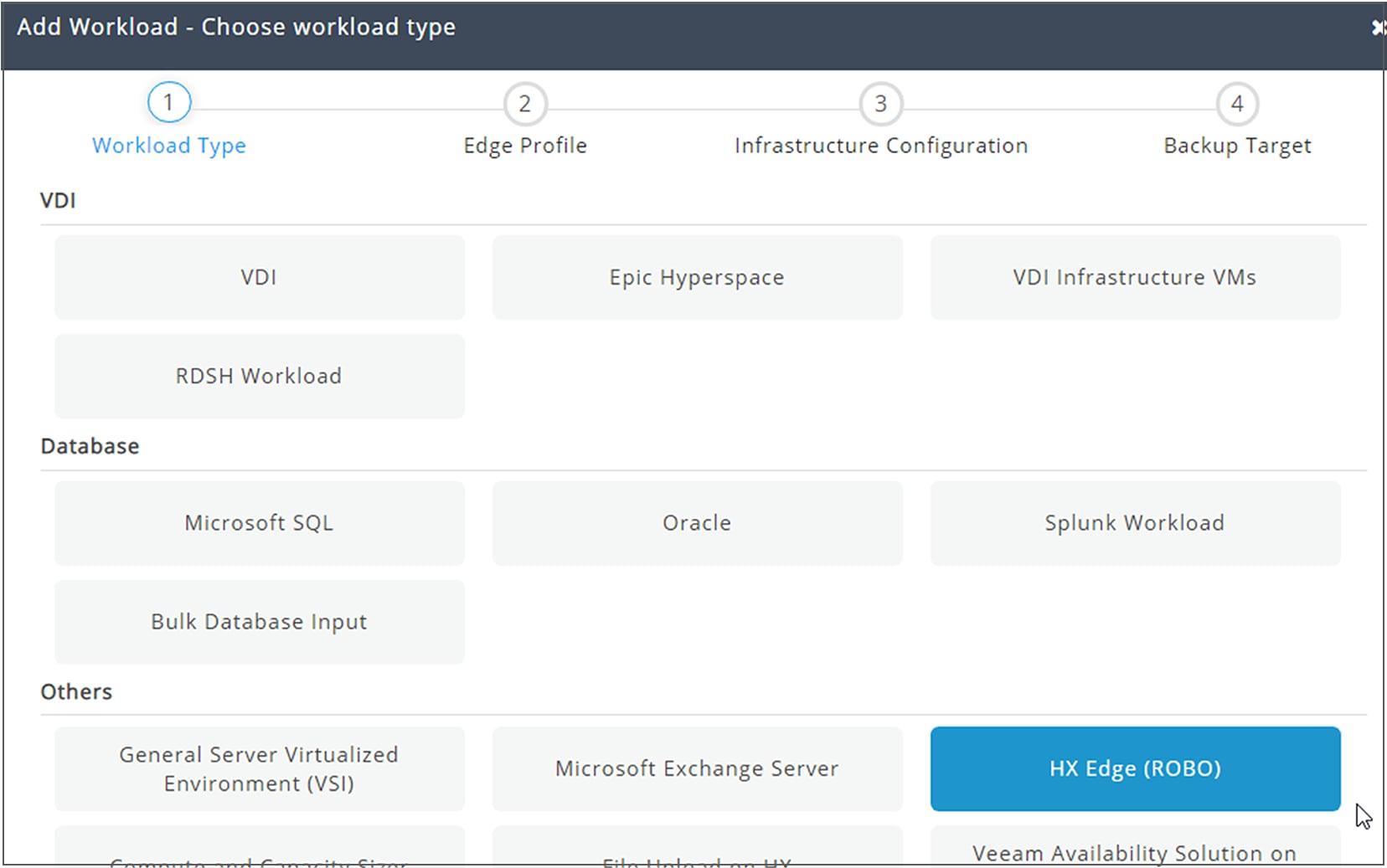 HyperFlex Sizer tool with HX Edge (ROBO) workload