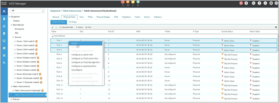 Enable server interfaces