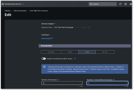 VMQ configuration in IMM for an ESXi host