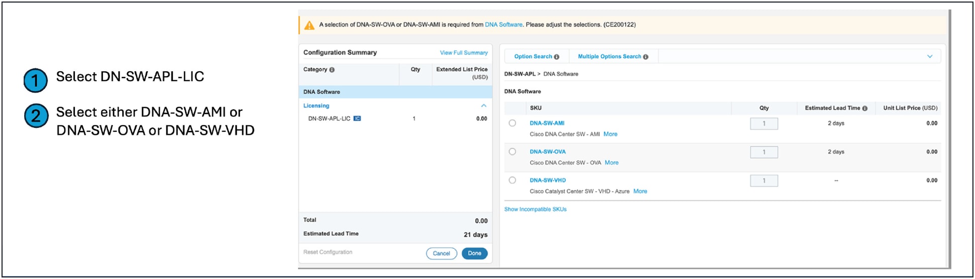 Ordering Catalyst Center Virtual Appliance license in Cisco Commerce