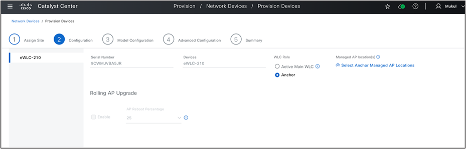 Anchor Wireless Controller Configuration.