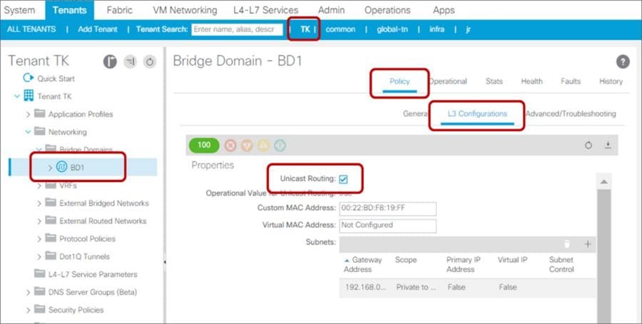 Unicast Routing under the bridge domain