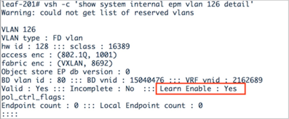 Checking that the Limit IP Learning To Subnet option is enabled