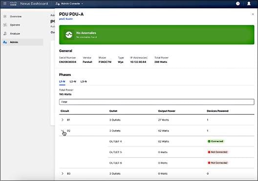 Example of iPDU Outlet level power details.