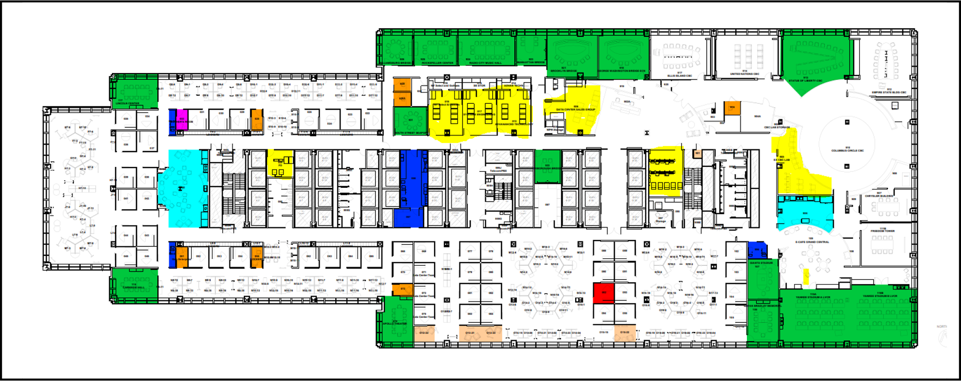 Layout of the 9th floor pre-retrofit