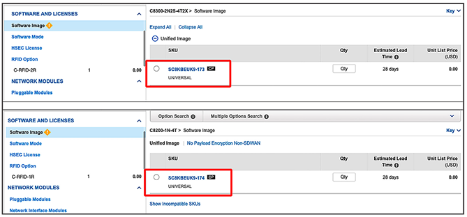 Software image ordering in CCW