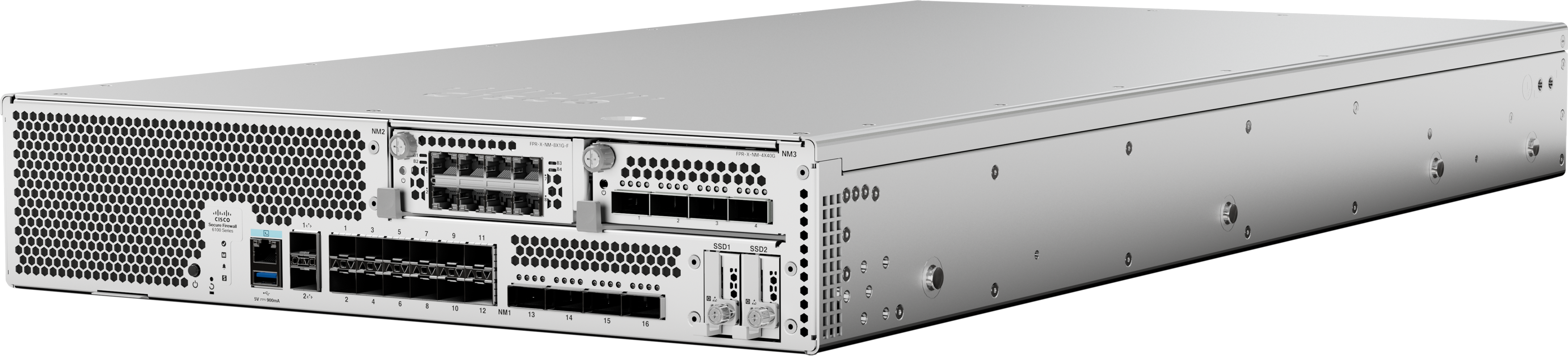 Front panel of 6100 Series firewall chassis