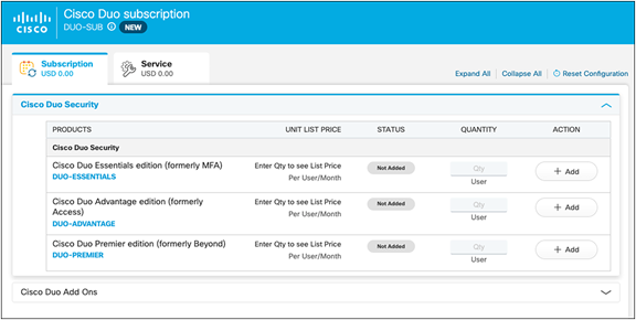 Configuration page