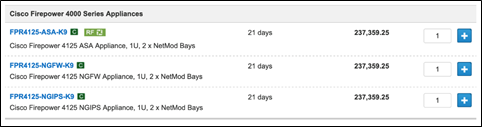 Configuration options for Cisco Firepower 4125 platform