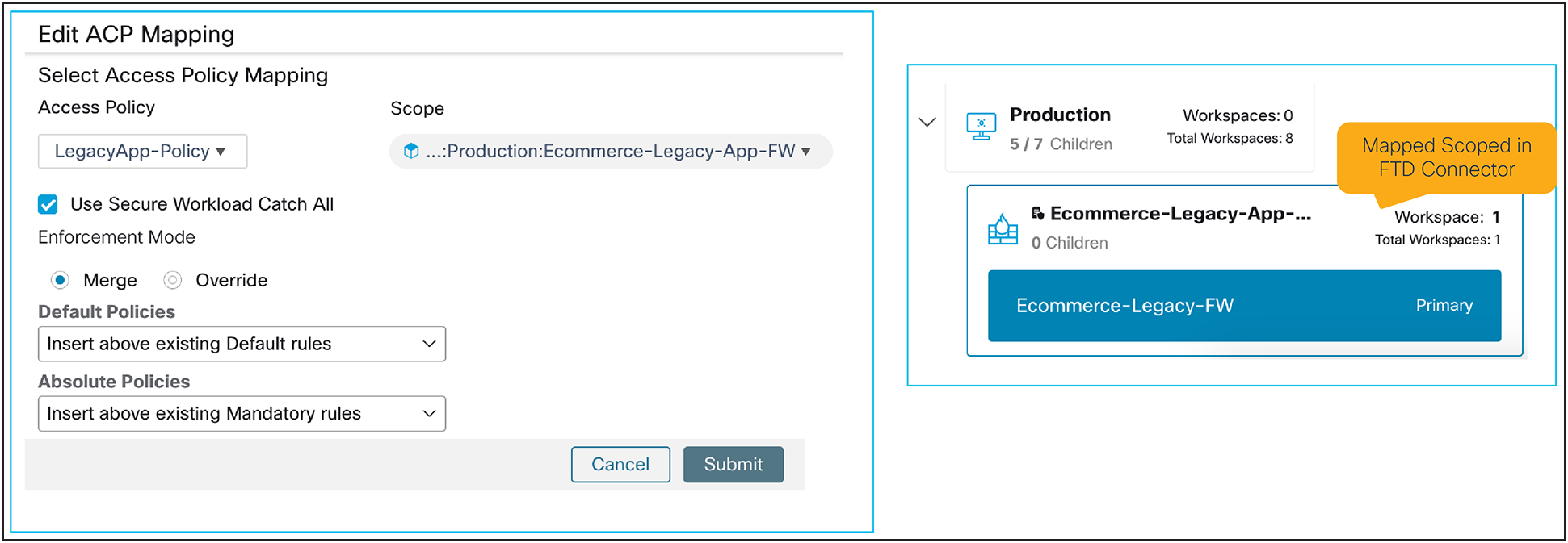 ACP-Scope Mapping for Single Application