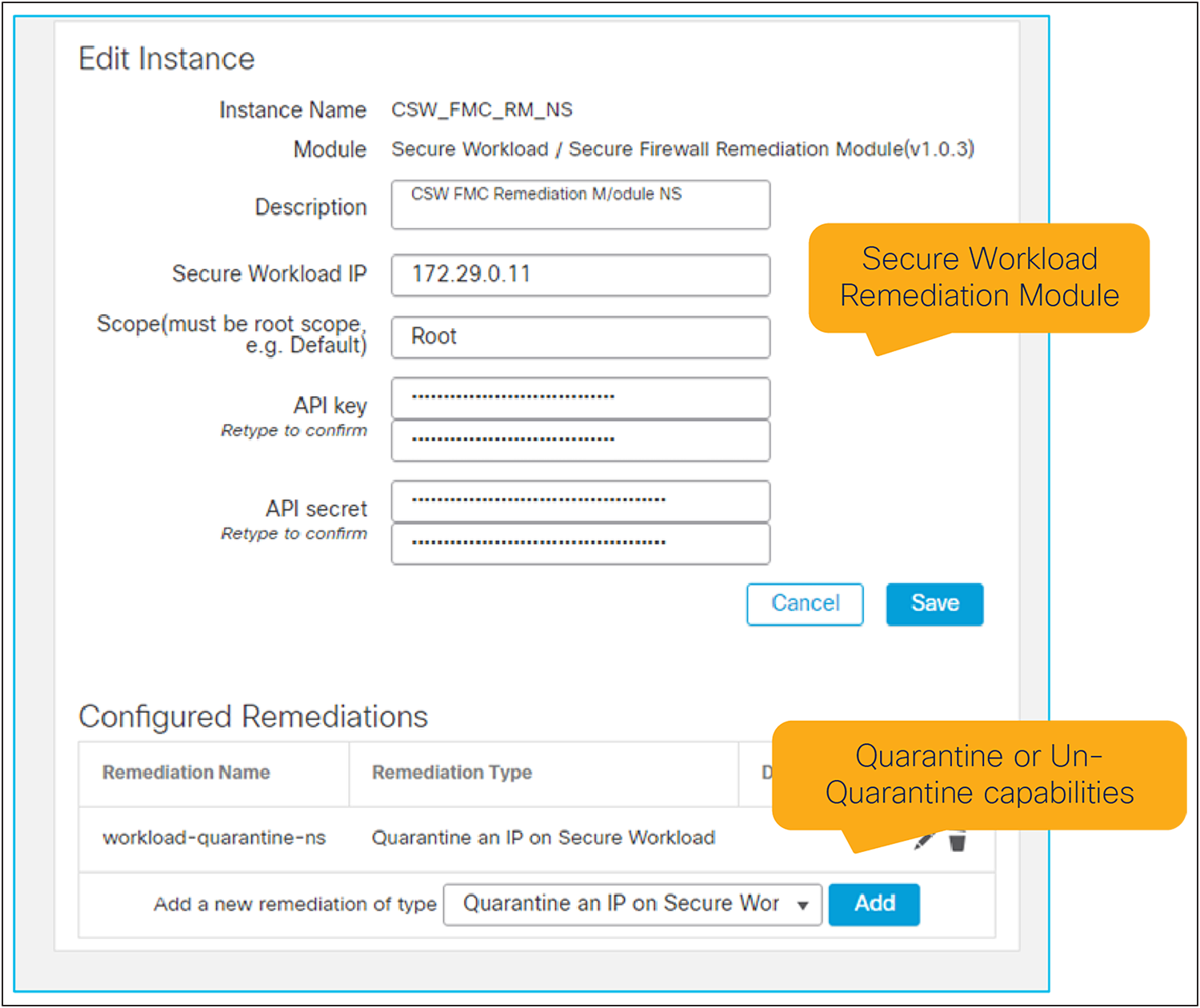 FMC Remediation Module for Secure Workload