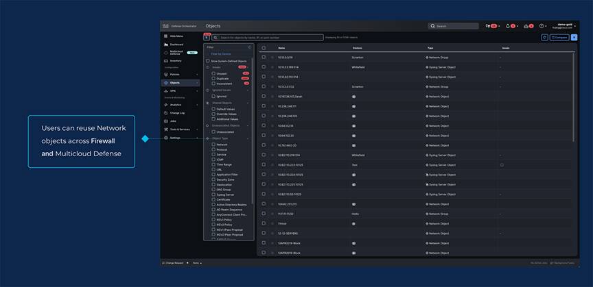 Consistent Policy Enforcement - Sharing Network Objects across on-prem and Cloud environments
