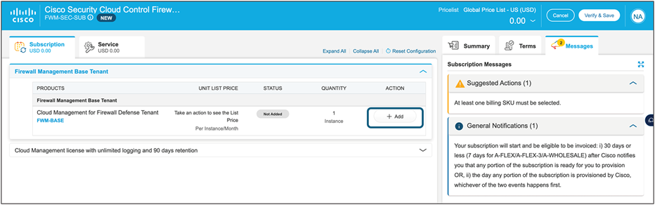 Firewall Management Base Tenant SKU