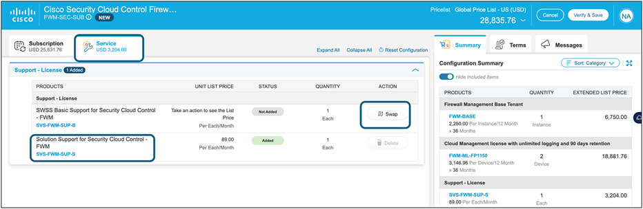Adding Service and Support SKUs