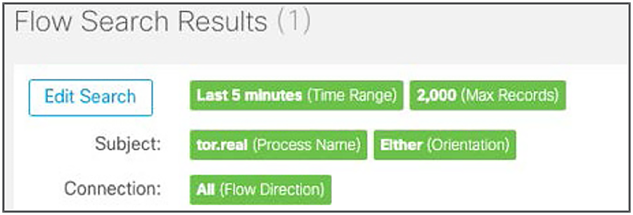 Flow search on enhanced endpoint telemetry