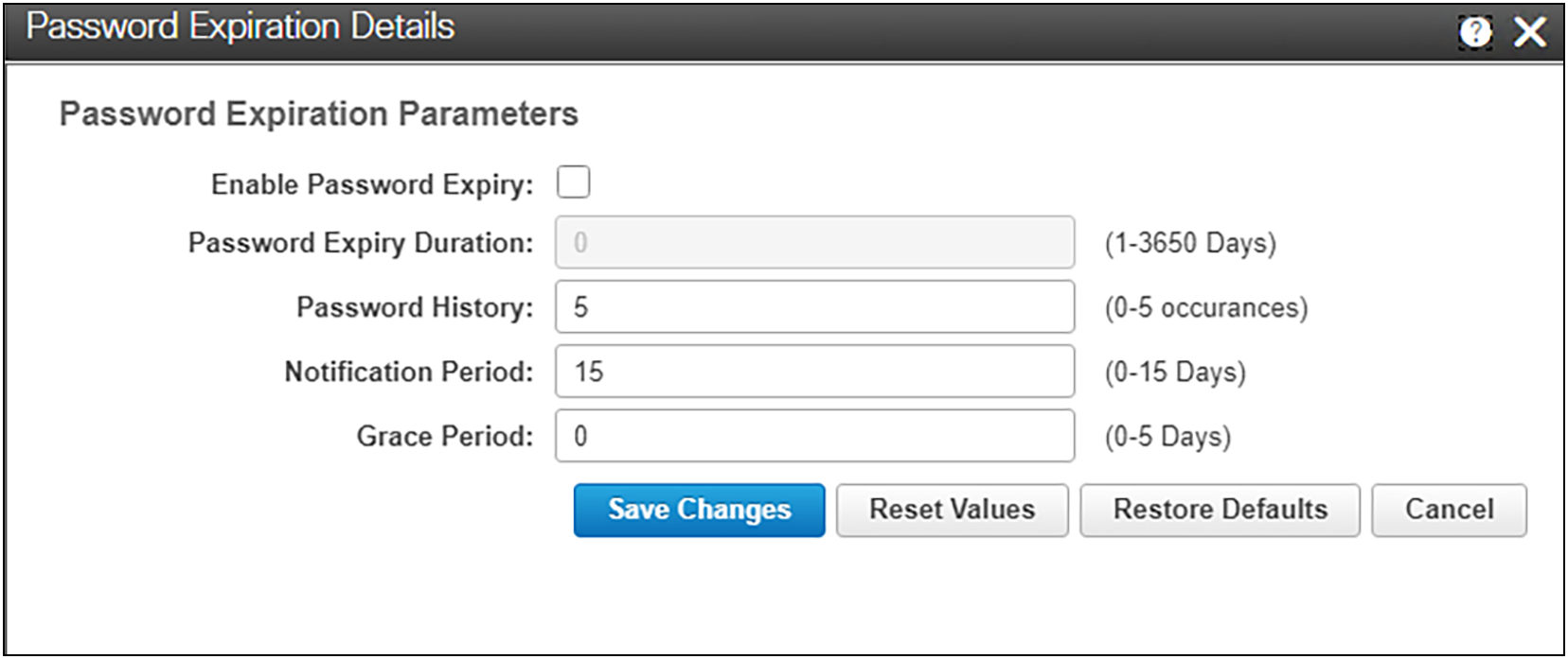 Setting and changing the expiration of a local user password