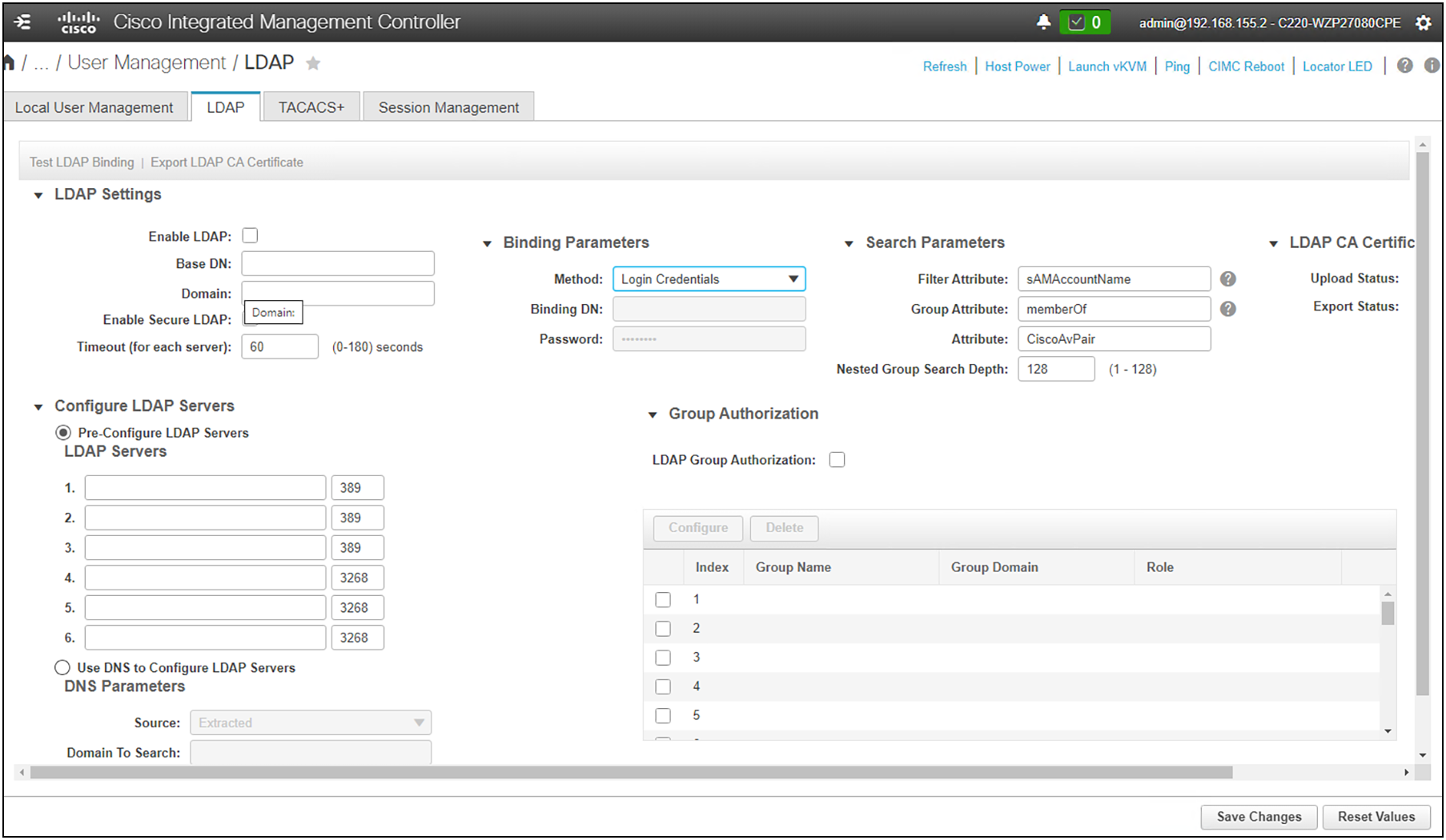 LDAP configuration
