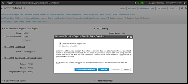 Generating Tech Support data for upload to Cisco TAC