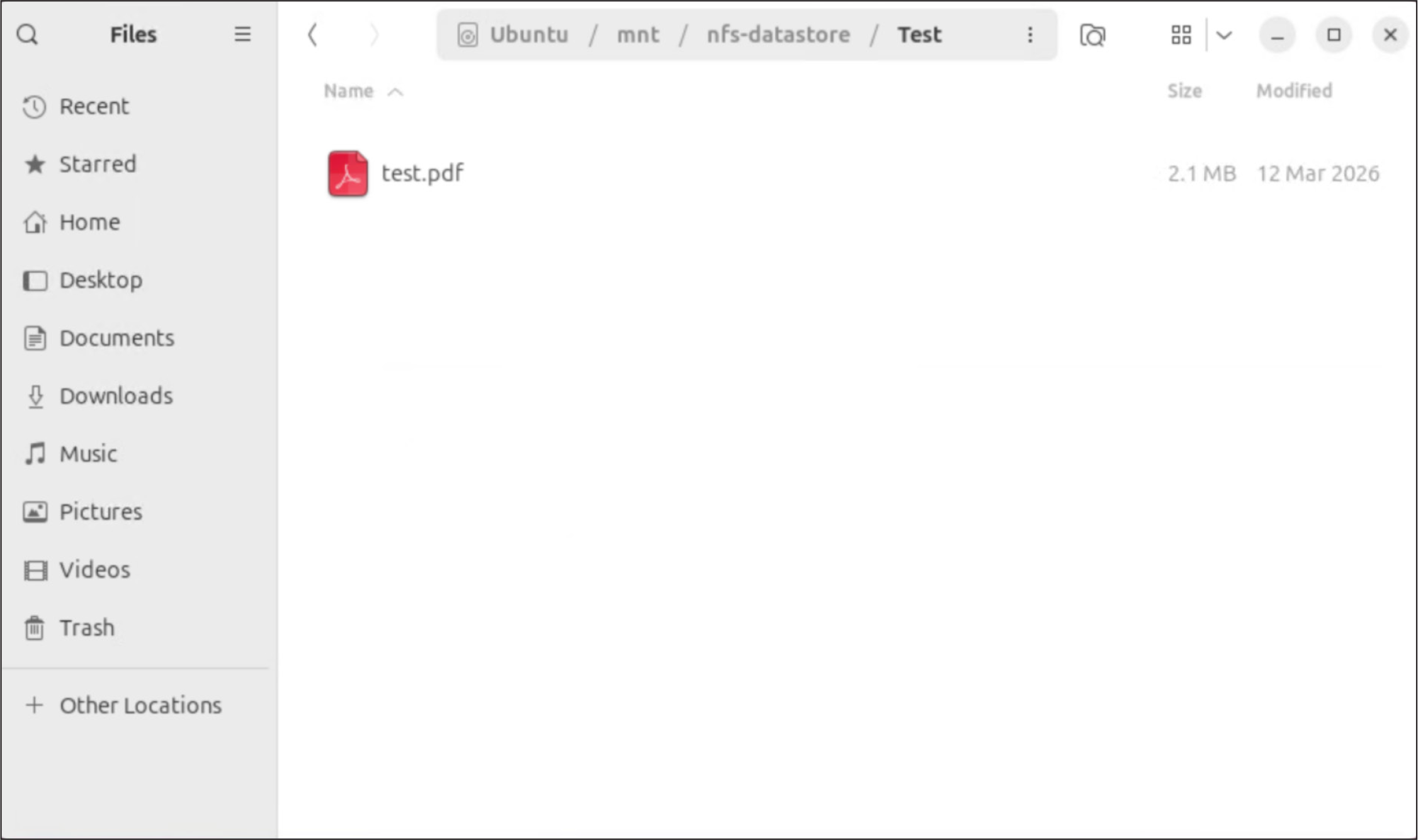NFS share on the Qumulo Core cluster used by Ubuntu client