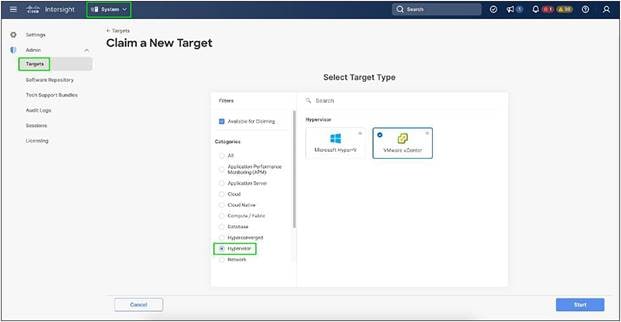 Claiming VMware vCenter target