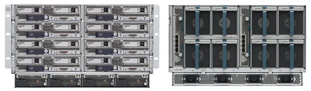 Cisco UCS 5108 Blade Server Chassis with Blade Servers Front and Back