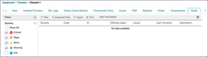 Fault check on UCS blade server chassis before migration