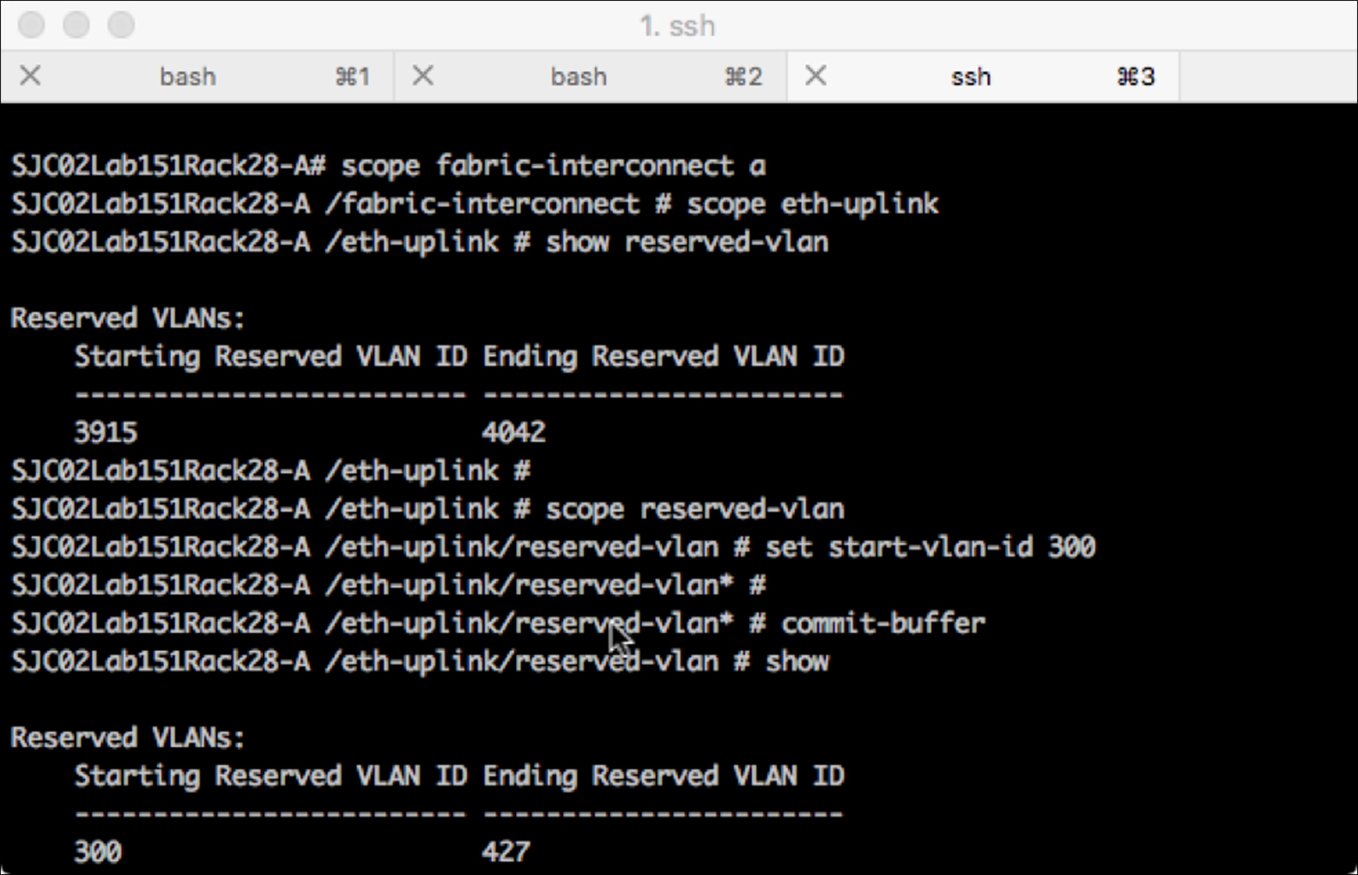 Changing the reserved VLANs in the CLI