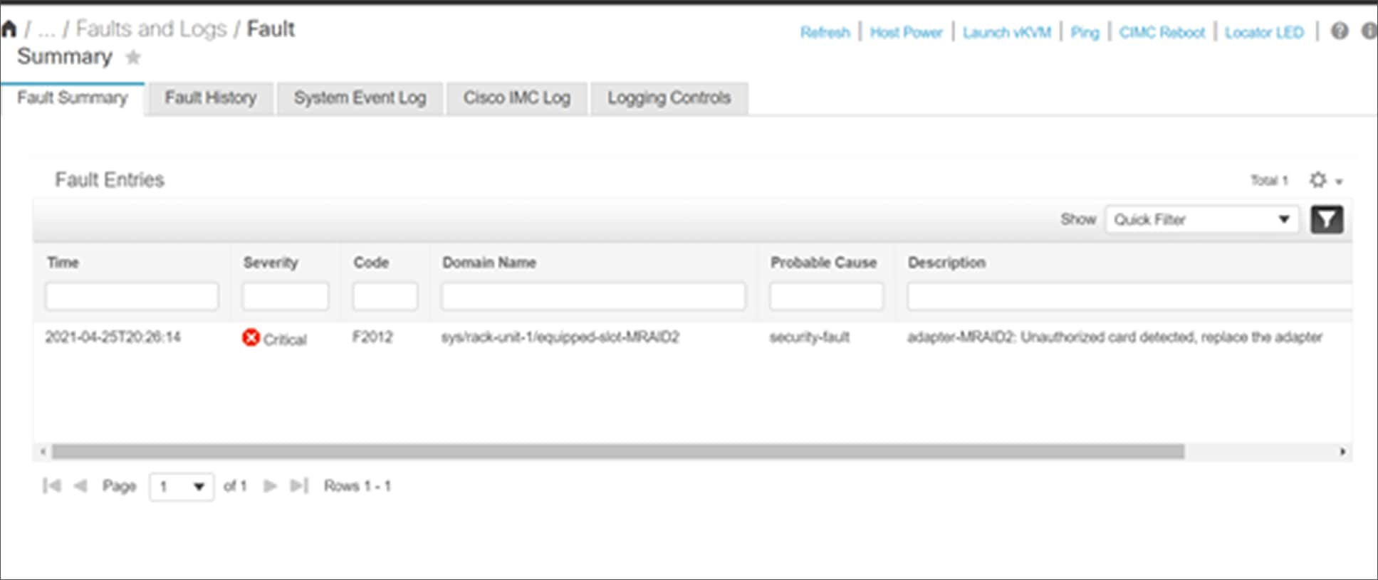 Cisco UCS SPDM fault display when endpoint authentication fails