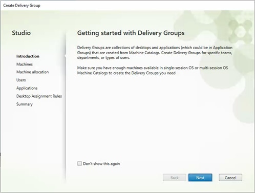 Connect to a XenDesktop server and launch Citrix Studio