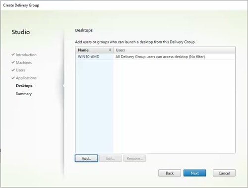 Enable Users to access the desktops