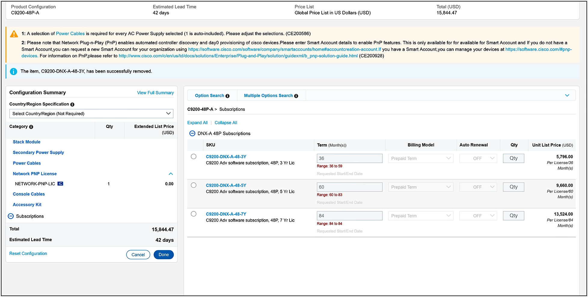 Cisco Catalyst Software subscription options