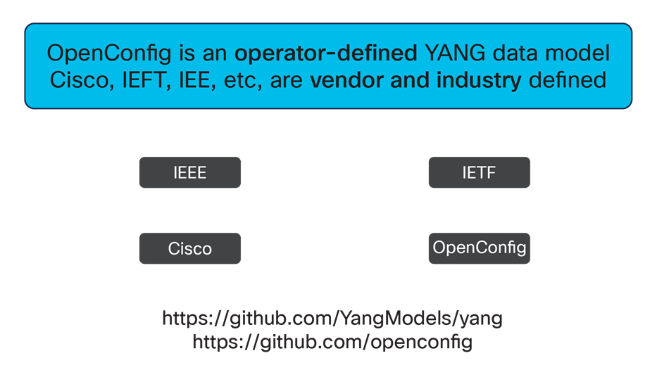 Who defines the YANG models?