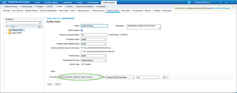 Policy profiling using ISE