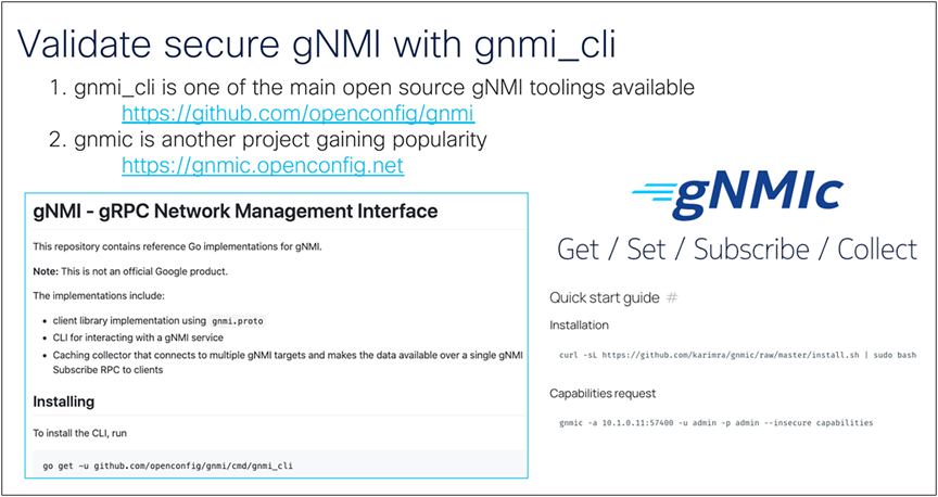 Validating secure gNMI with gnmi_cli