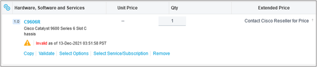 Selecting Catalyst 9600 C9606R chassis in CCW