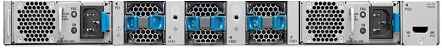 Cisco Nexus 2348UPQ with Blue Handles Indicating Forward Airflow