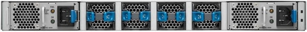 Cisco Nexus 3548-X and 3524-X with blue handles indicating port-side exhaust airflow