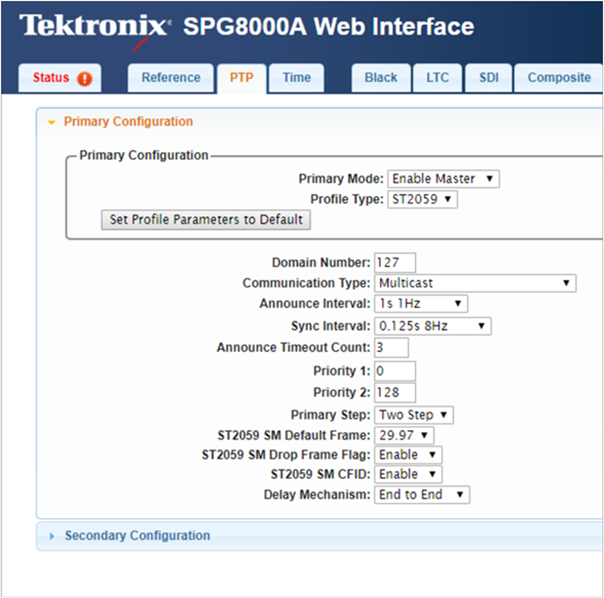 Tektronics setting