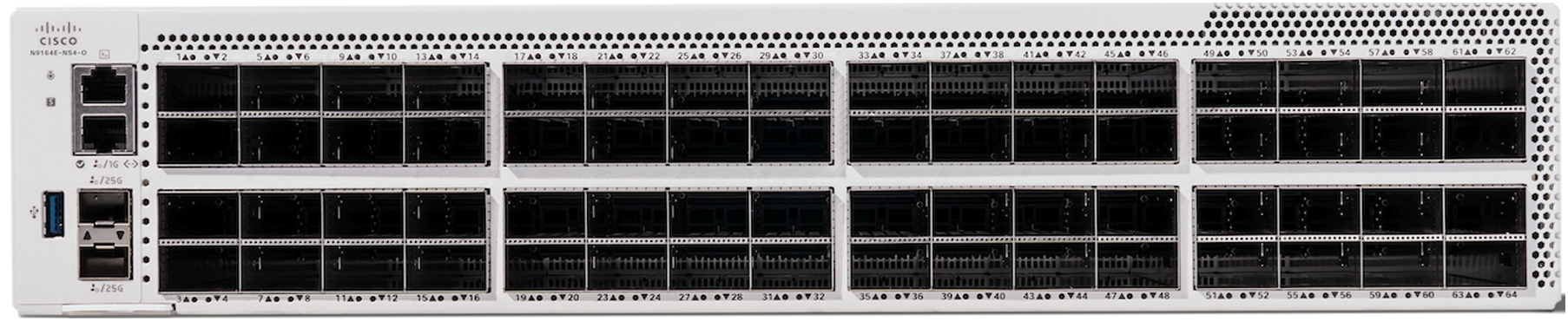 Cisco N9164E-NS4-O switch, frontside
