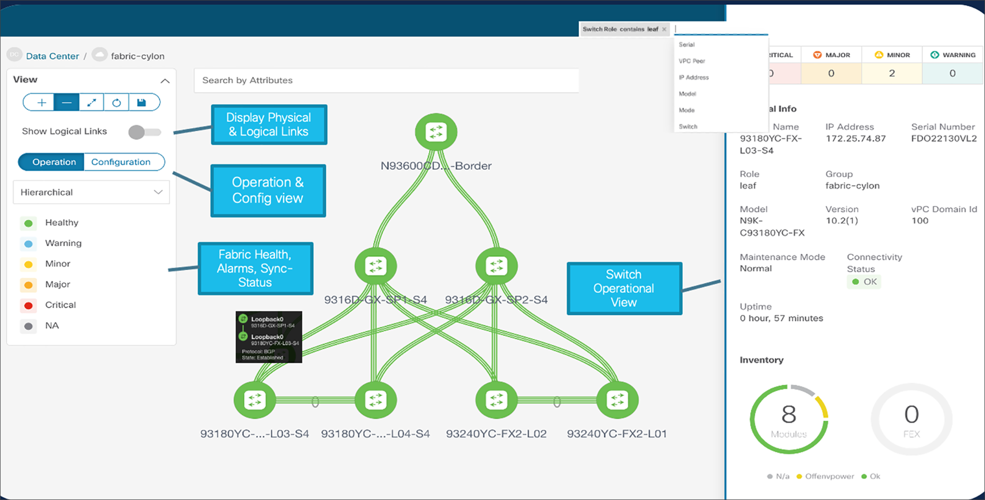Real-time network view with NDFC
